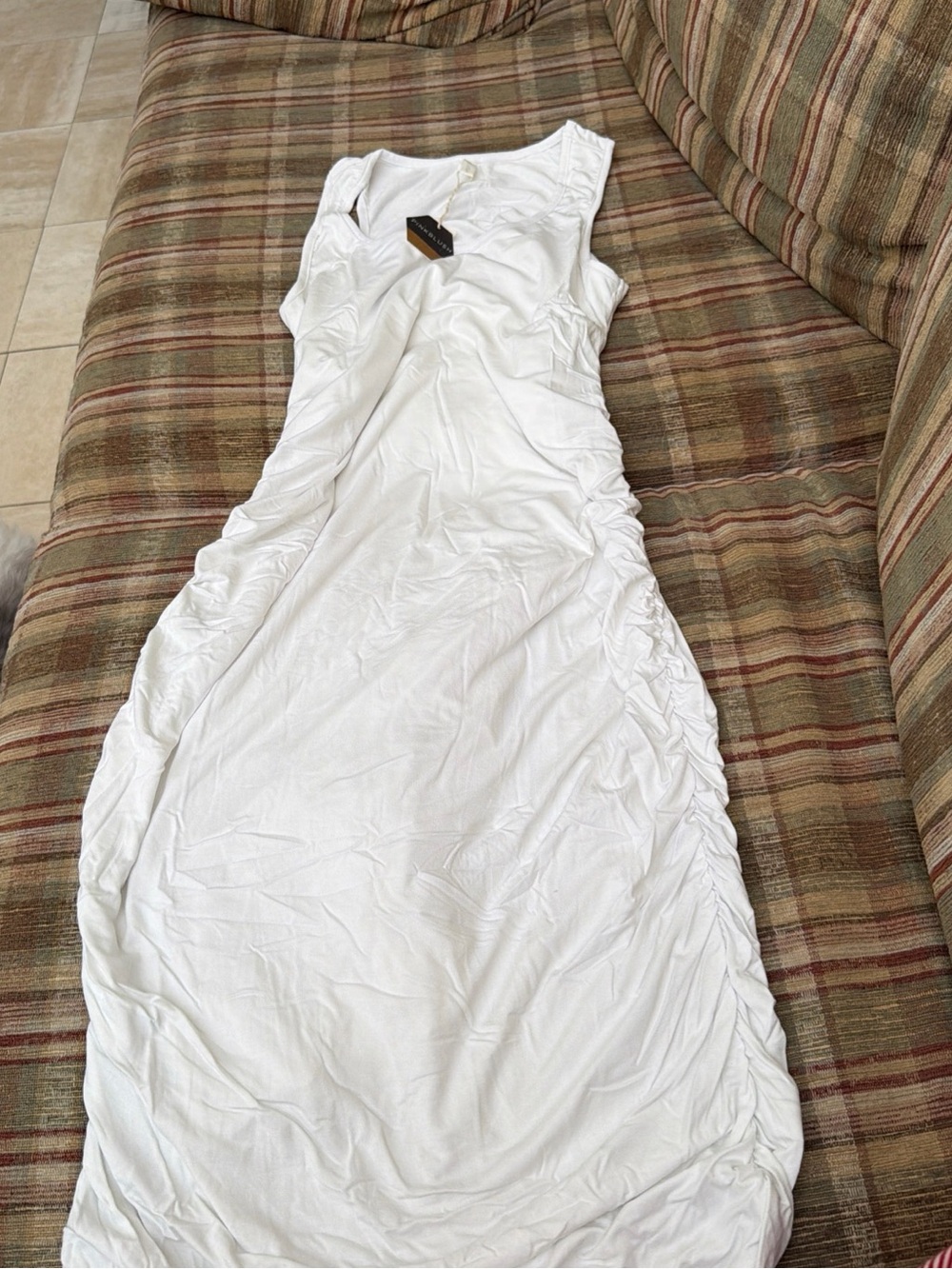 Sleeveless White Ruched Maxi Dress - Classic Women's Summer Dress